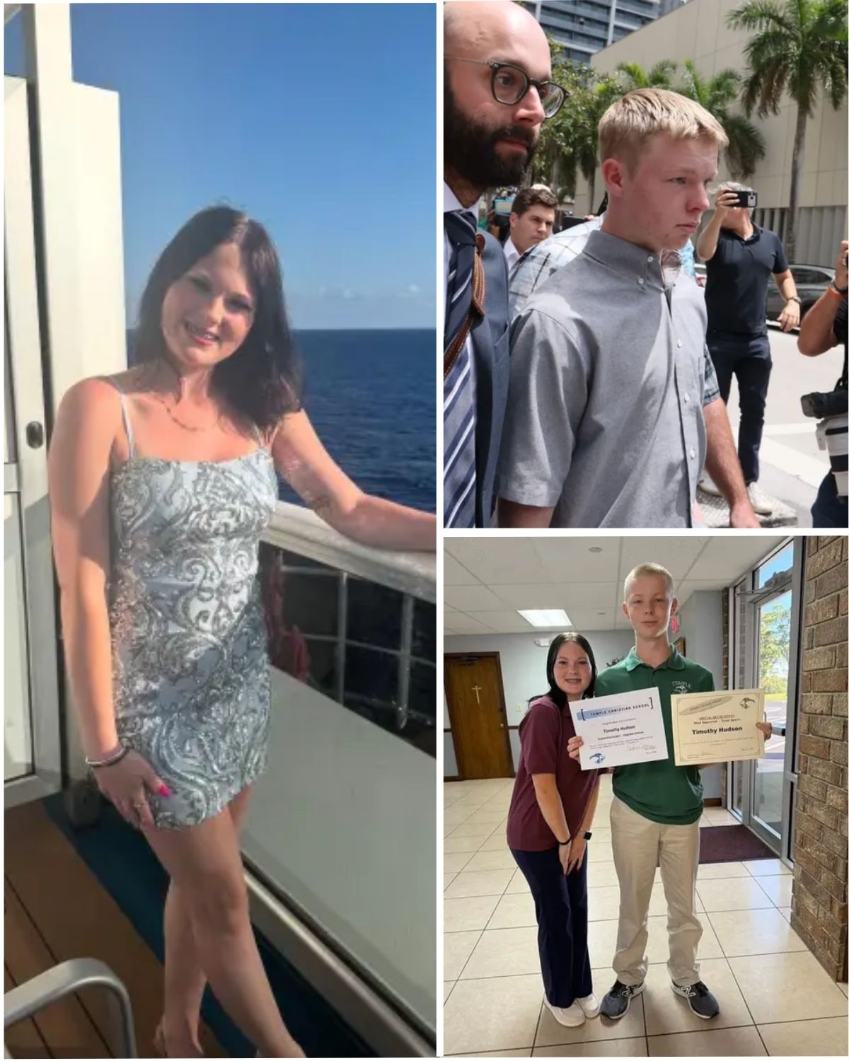 Baby-faced stepbrother accused of killing Anna Kepner on cruise reveals his face in public for first time ahead of bail hearing
