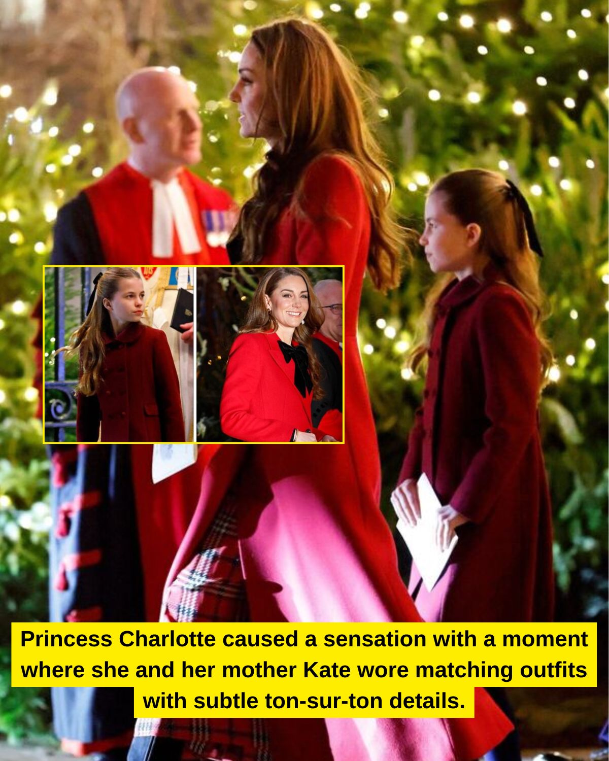 Princess Charlotte caused a sensation with a moment where she and her mother Kate wore matching outfits with subtle ton-sur-ton details.