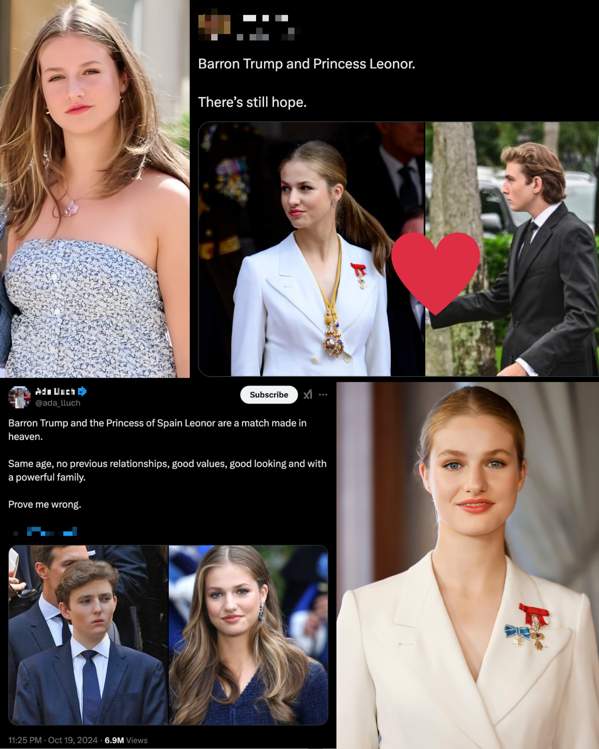 Un retrato de la princesa que los internautas internacionales están emparejando con entusiasmo con Barron Trump.