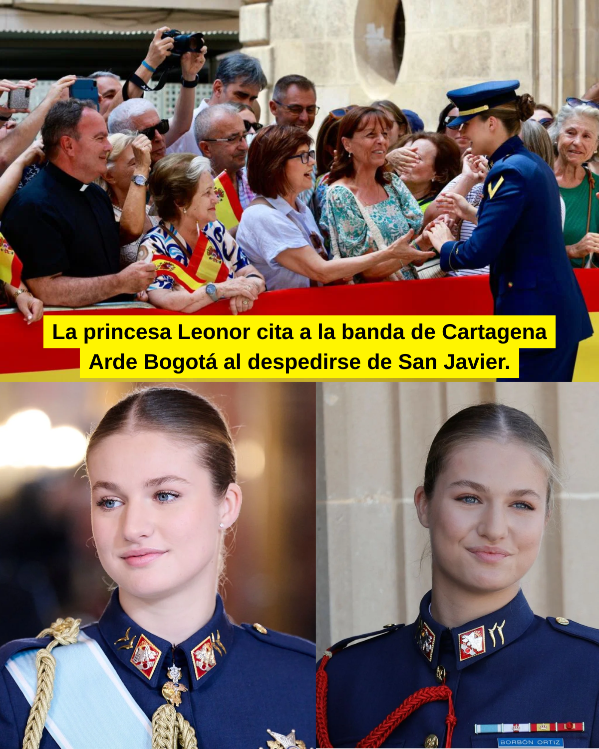 La princesa Leonor cita a la banda de Cartagena Arde Bogotá al despedirse de San Javier.