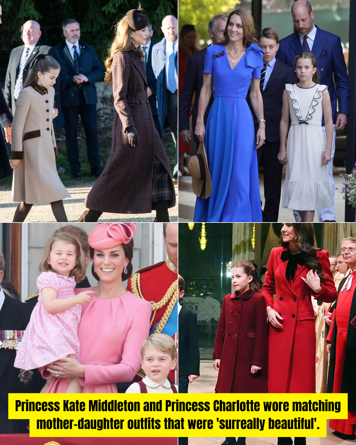 Princess Kate Middleton and Princess Charlotte wore matching mother-daughter outfits that were 'surreally beautiful'.