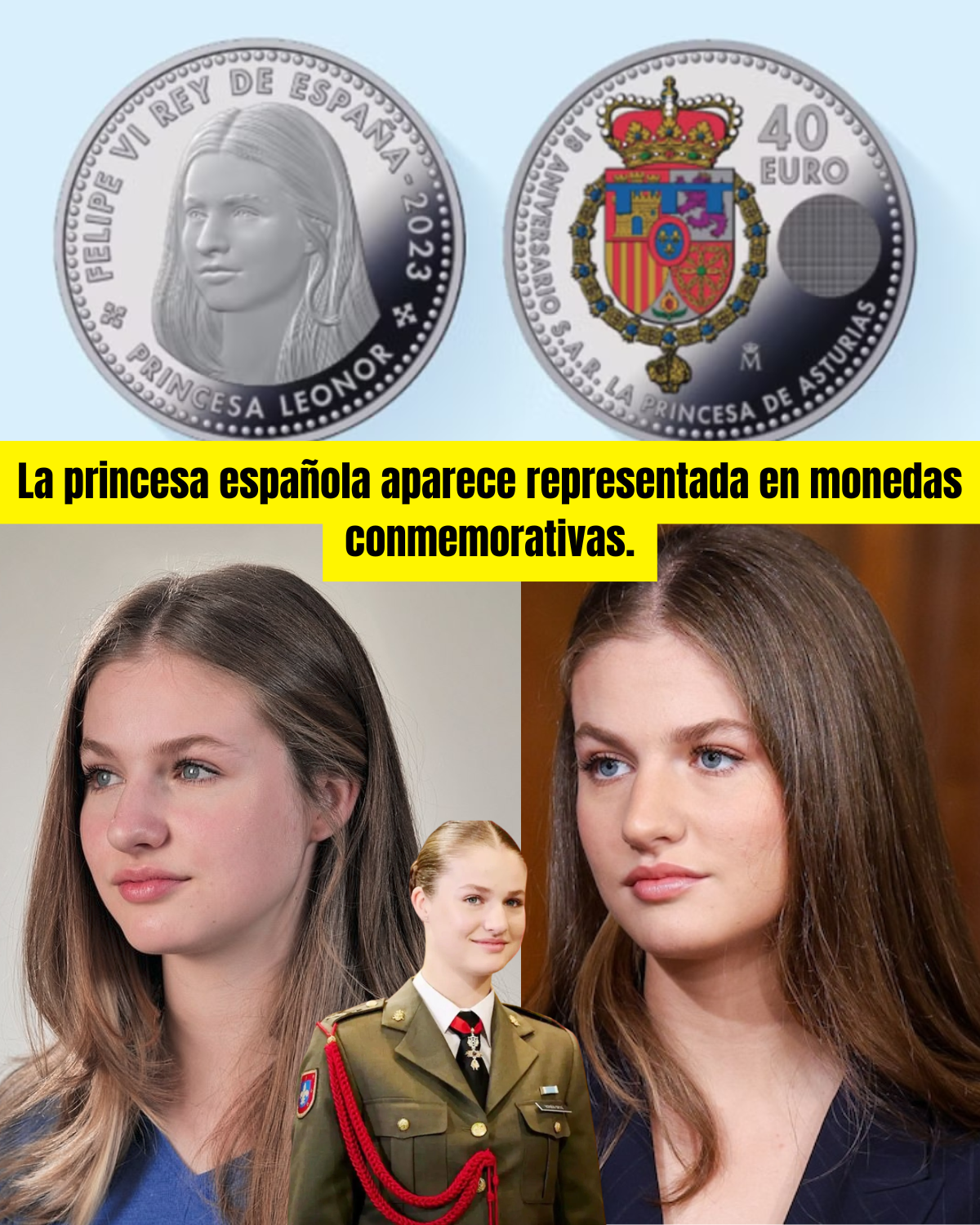 La princesa española aparece representada en monedas conmemorativas.