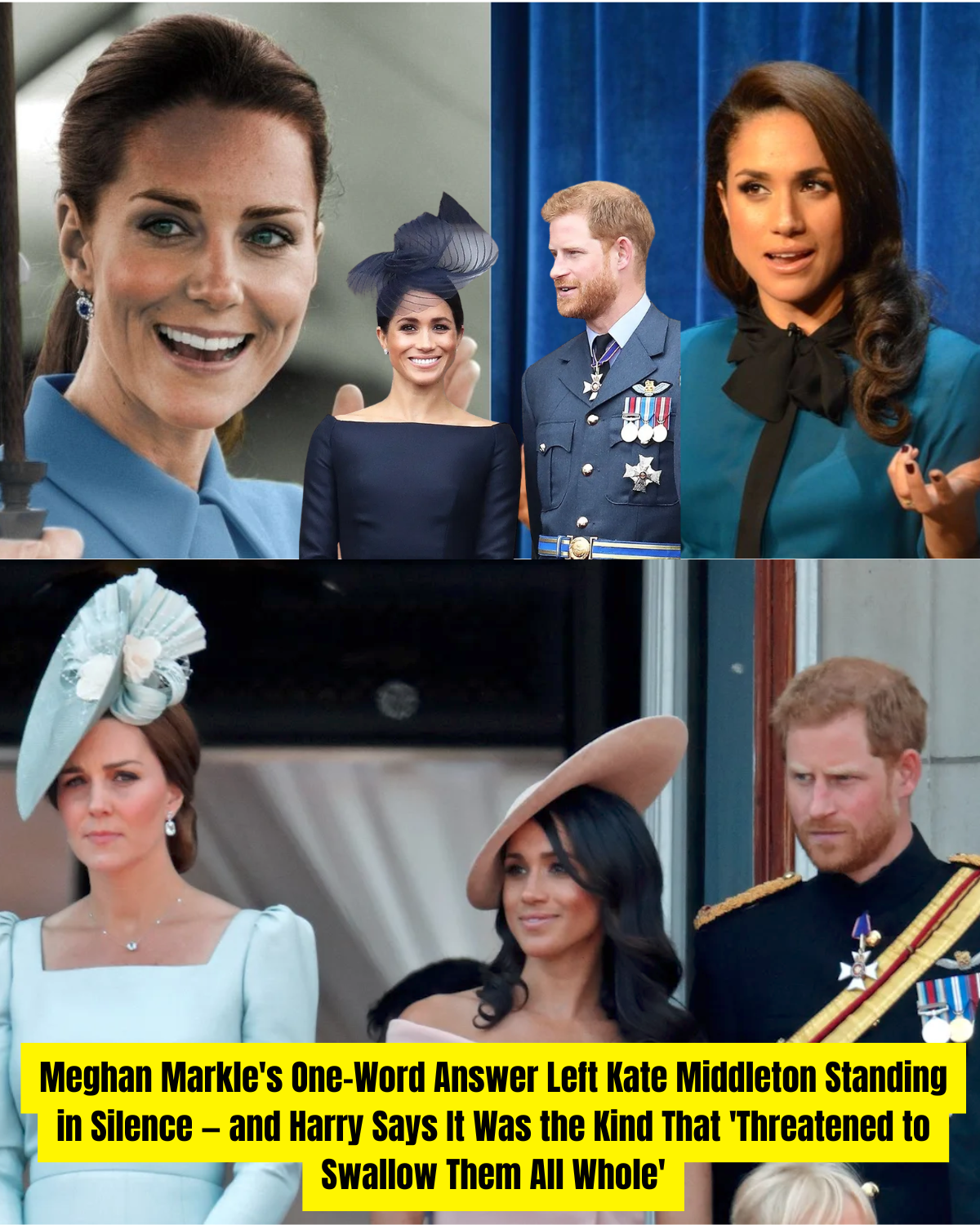 Meghan Markle's One-Word Answer Left Kate Middleton Standing in Silence — and Harry Says It Was the Kind That 'Threatened to Swallow Them All Whole'