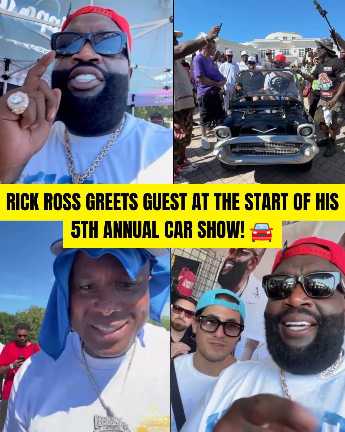 Rick Ross Greets Guest At The Start Of His 5th Annual Car Show! 🚘