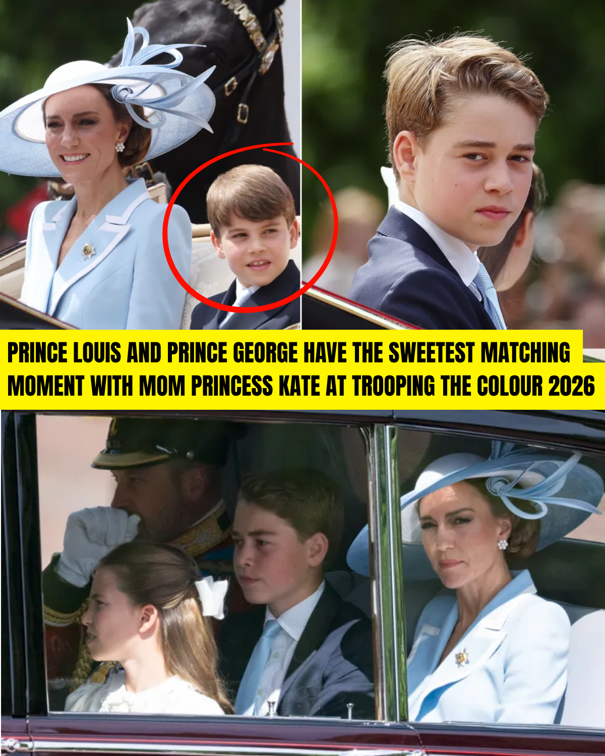 Prince Louis and Prince George Have the Sweetest Matching Moment With Mom Princess Kate at Trooping the Colour 2026
