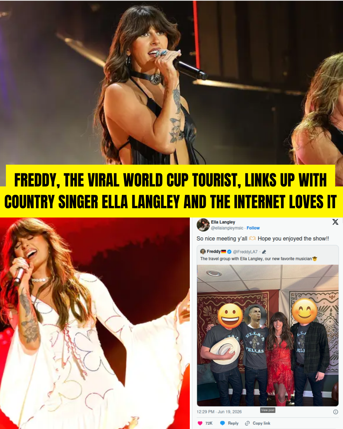 Freddy, the viral World Cup tourist, links up with country singer Ella Langley and the internet loves it