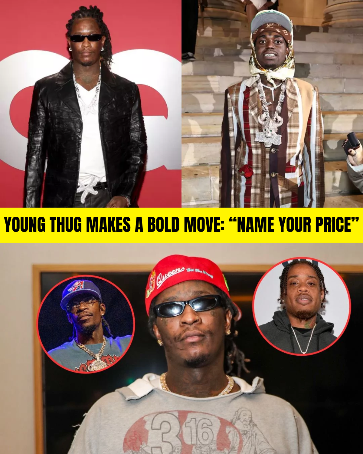 YOUNG THUG MAKES A BOLD MOVE: “NAME YOUR PRICE” — IS KODAK BLACK THE NEXT BIG STAR HE WANTS TO BRING TO YSL?