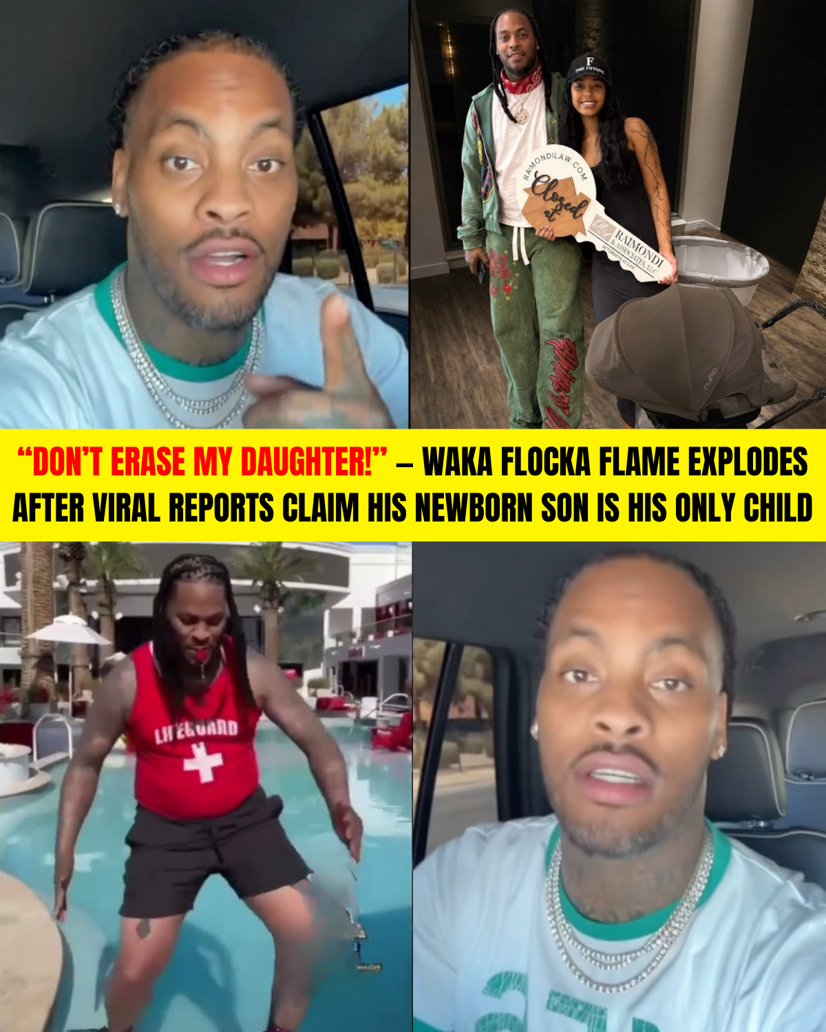 “DON’T ERASE MY DAUGHTER!” — WAKA FLOCKA FLAME EXPLODES AFTER VIRAL REPORTS CLAIM HIS NEWBORN SON IS HIS ONLY CHILD