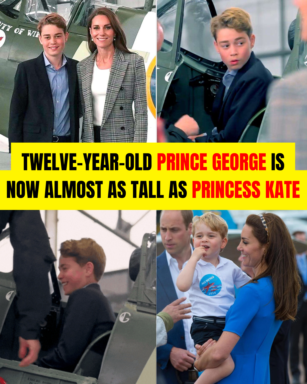 Twelve-year-old Prince George is now almost as tall as his mother; netizens "don't recognize" the boy he once was.