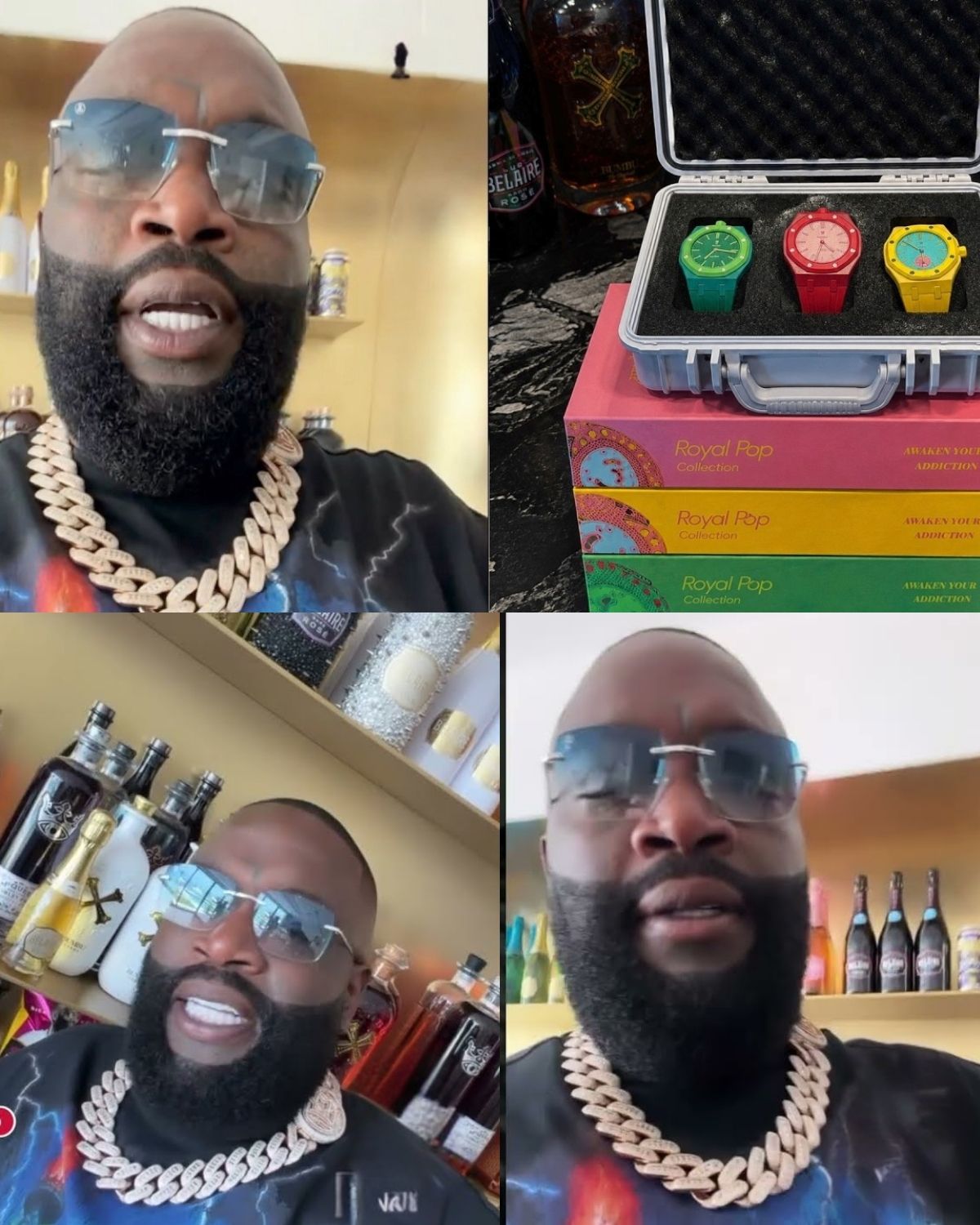 Rick Ross Unveils Stunning Trio of Custom Swatch X AP Royal Oak Pocket Watches in Miami!