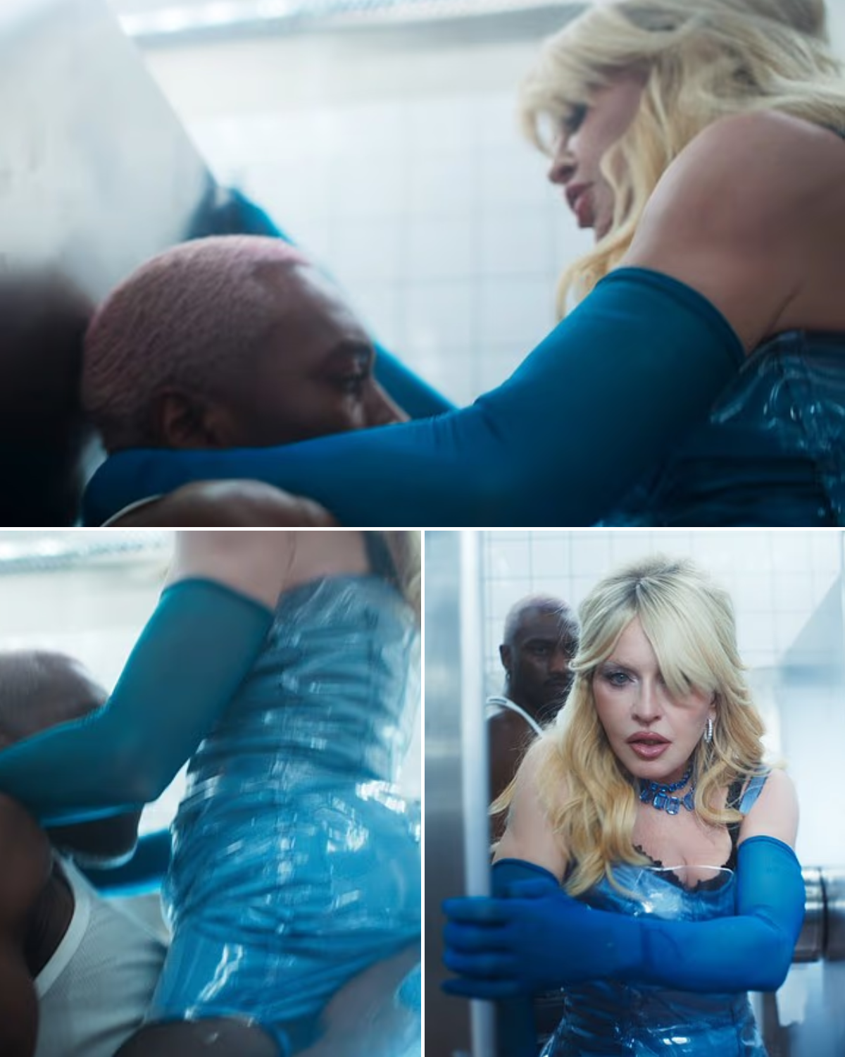 Madonna shocks fans with simulated s** act in toilet stall in outrageous new music video starring Kate Moss