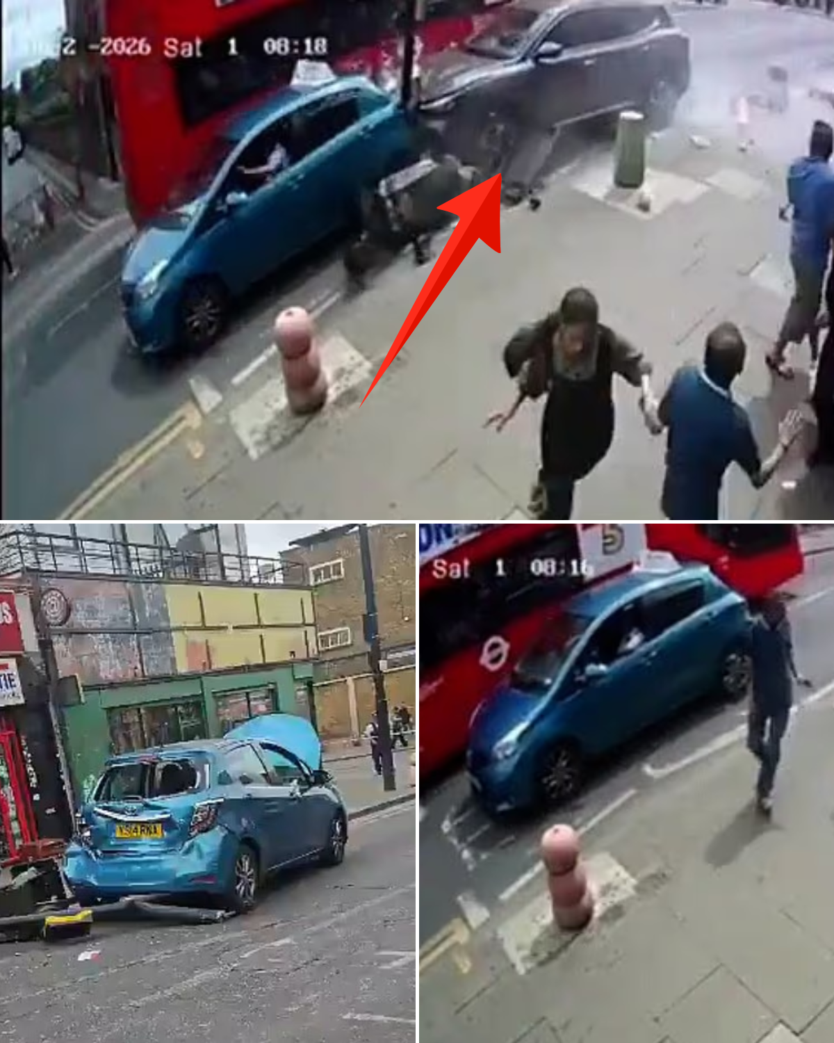 Moment car ploughs into crowd before fleeing scene - injuring six: Police hunting 'hit-and-run' driver