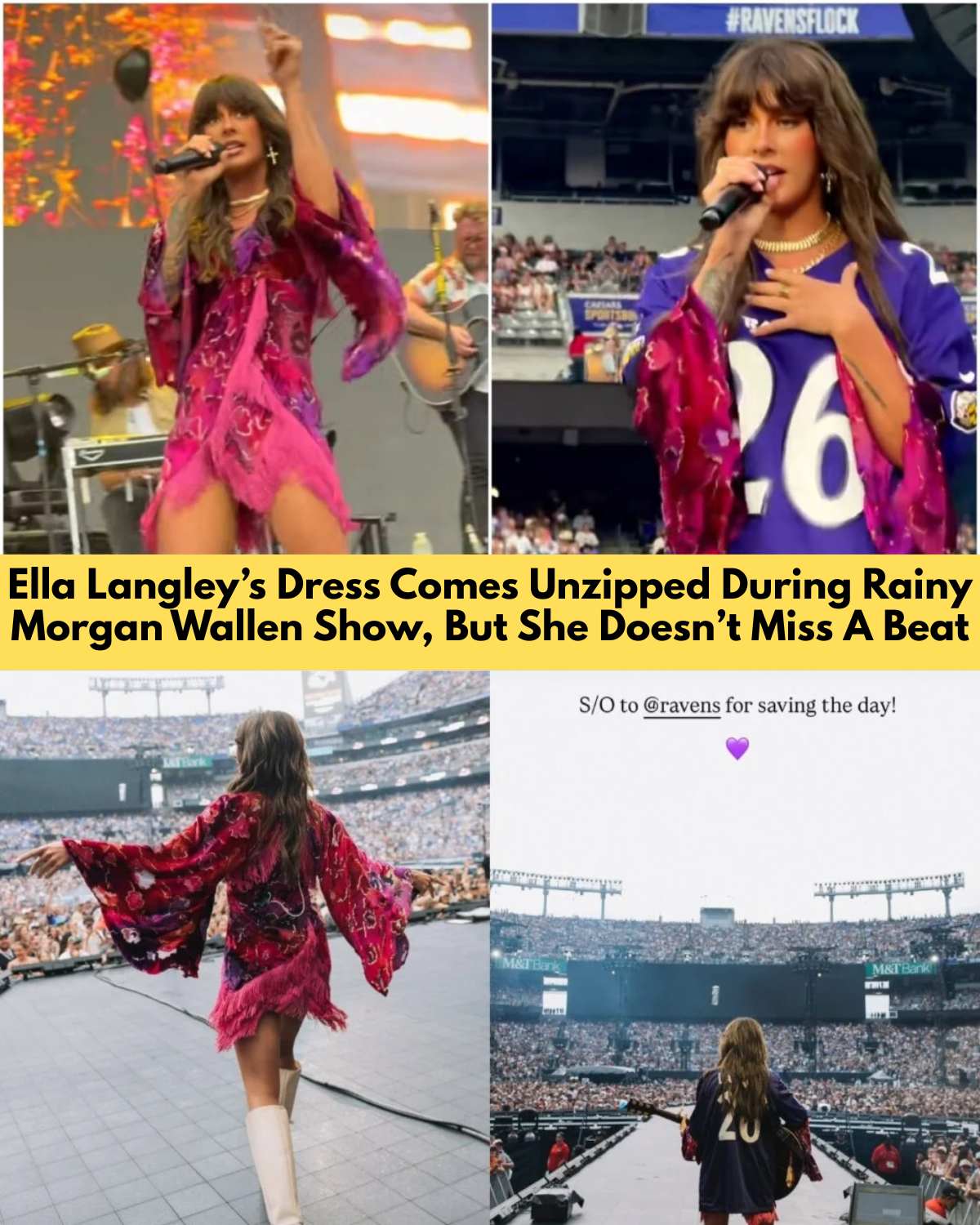 Ella Langley’s Dress Came Unzipped During a Rainy Morgan Wallen Show — But She Didn’t Miss a Beat