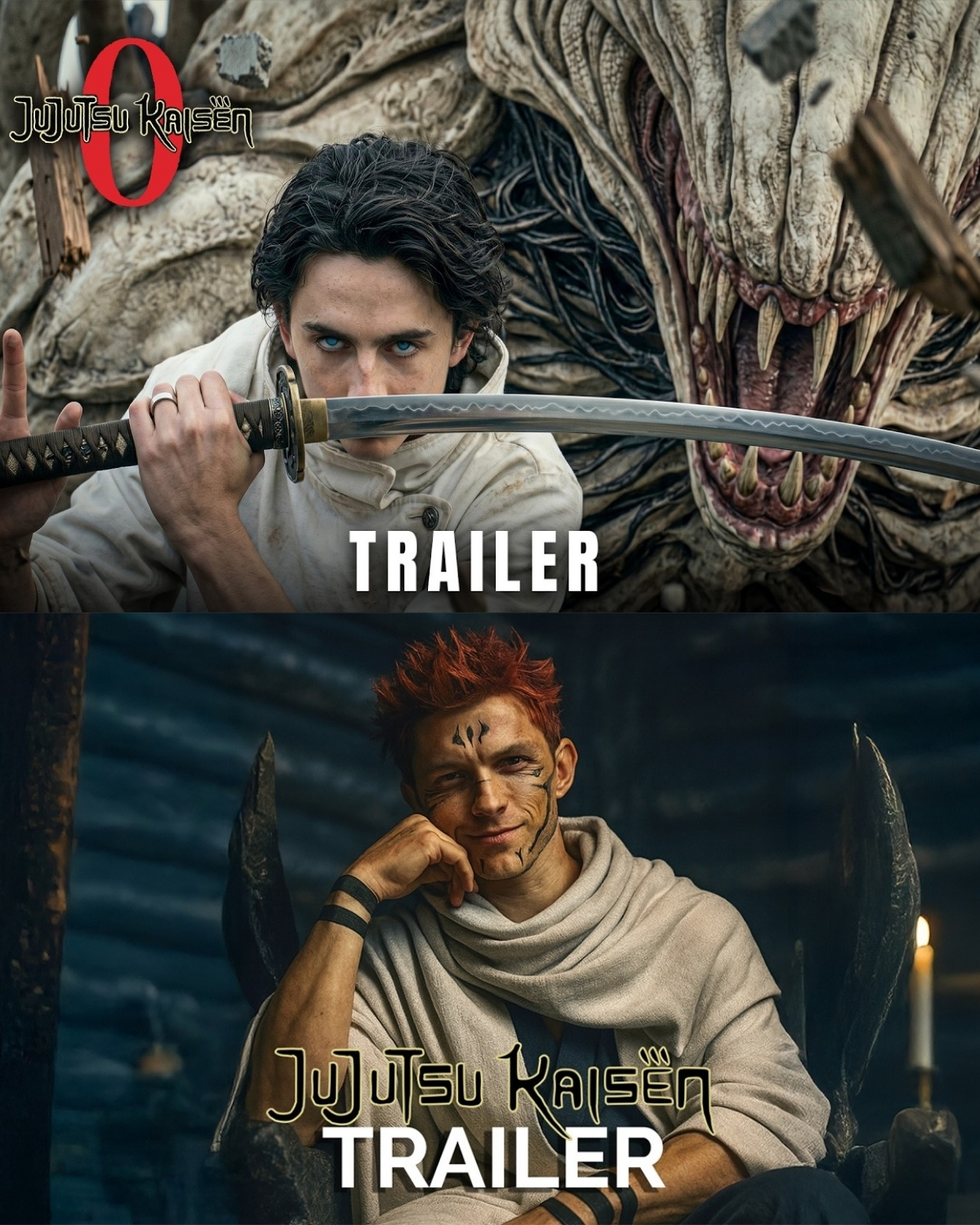 ¡Paren todo! Se acaba de revelar el tráiler conceptual de “Jujutsu Kaisen 0: Live Action” (2027) y el mundo entero está en estado de shock. Prepárense, porque la combinación es dinamita pura: ¡Timothée Chalamet y Robert Pattinson protagonizarán esta odisea de maldiciones y hechicerÃa!