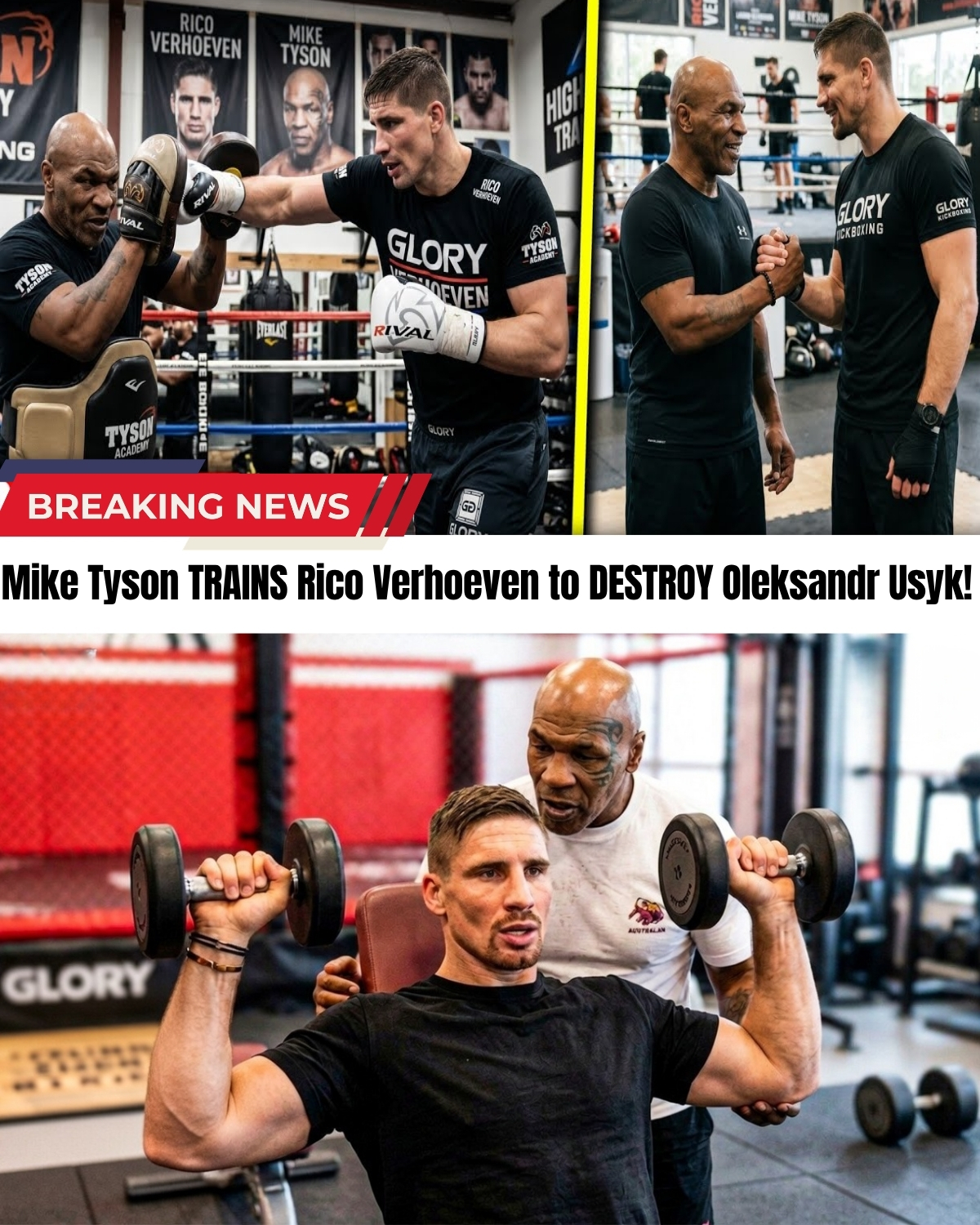 The combat world is in shock! 😱 Legend Mike Tyson was just caught training kickboxing king Rico Verhoeven into a lethal boxing machine to face Oleksandr Usyk! 🔥 Tyson’s brutal, intense methods are pushing Rico past his limits.