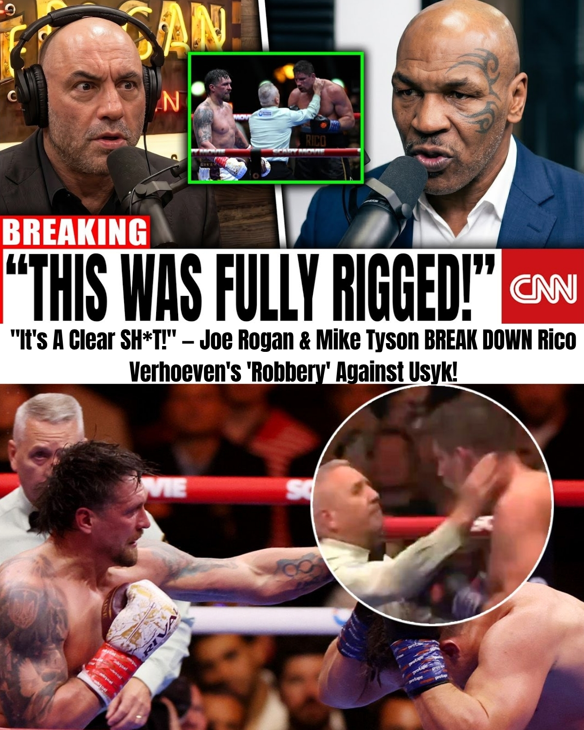 The combat sports world is in an absolute state of fury! 🥊 In a riveting new segment, podcast giant Joe Rogan and legend Mike Tyson completely snapped, delivering a scathing attack on the corrupt refereeing!