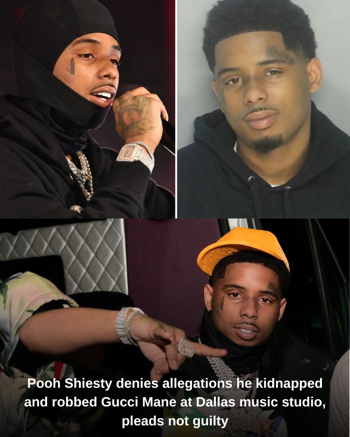 Pooh Shiesty denies allegations he kidnapped and robbed Gucci Mane at Dallas music studio, pleads not guilty