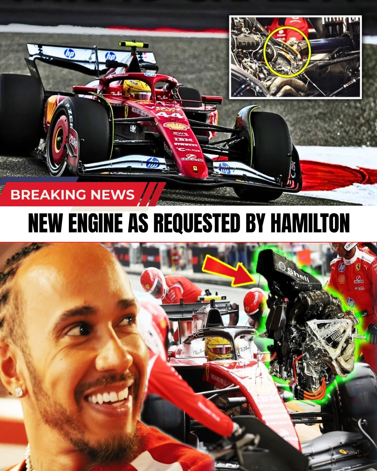 The Scuderia is shaking! 😱 Facing a brutal 30 horsepower deficit, Lewis Hamilton has officially had enough. He just forced a total strategy shift for the SF-26, demanding urgent upgrades to the chassis and engine!