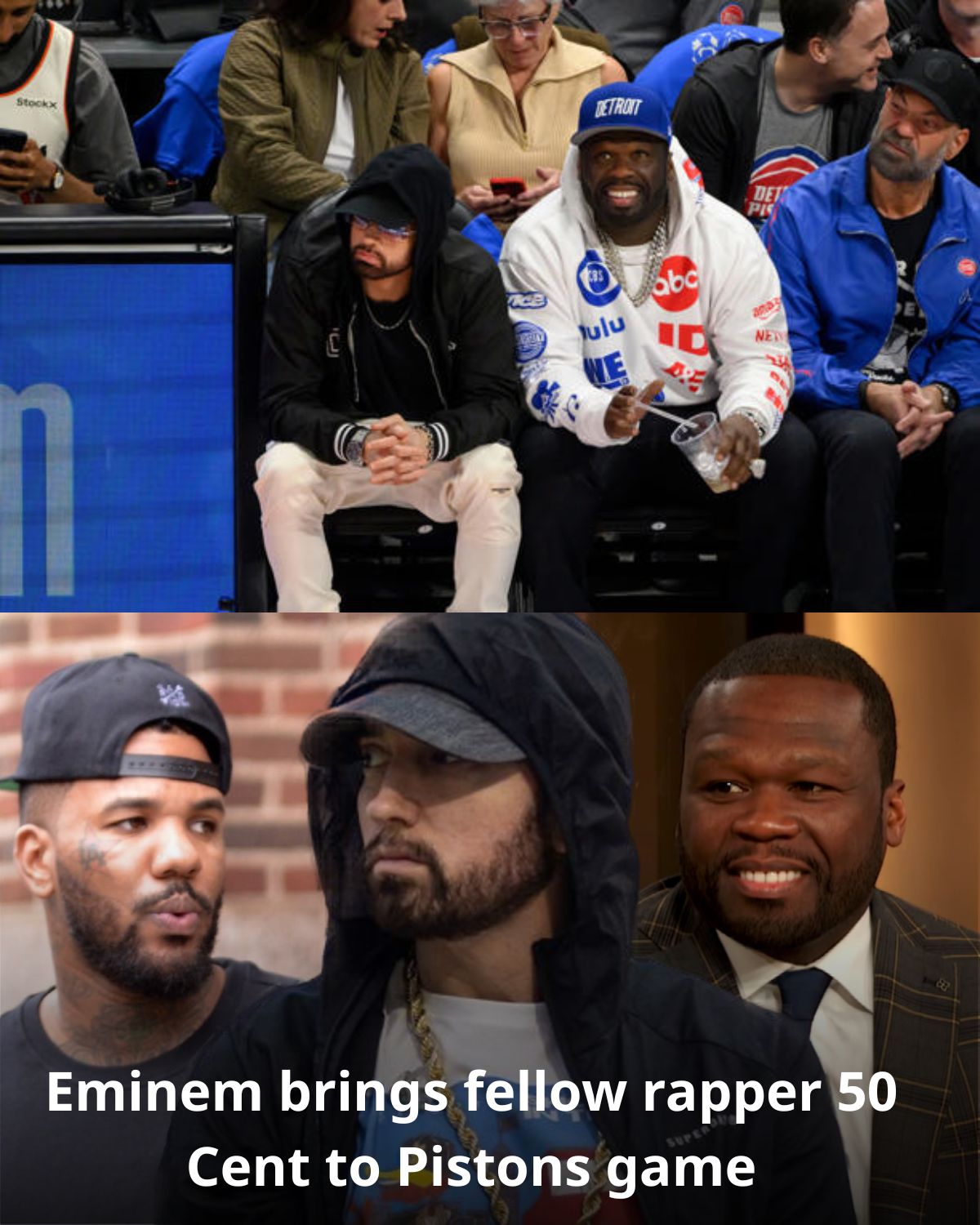 Eminem brings fellow rapper 50 Cent to Pistons game