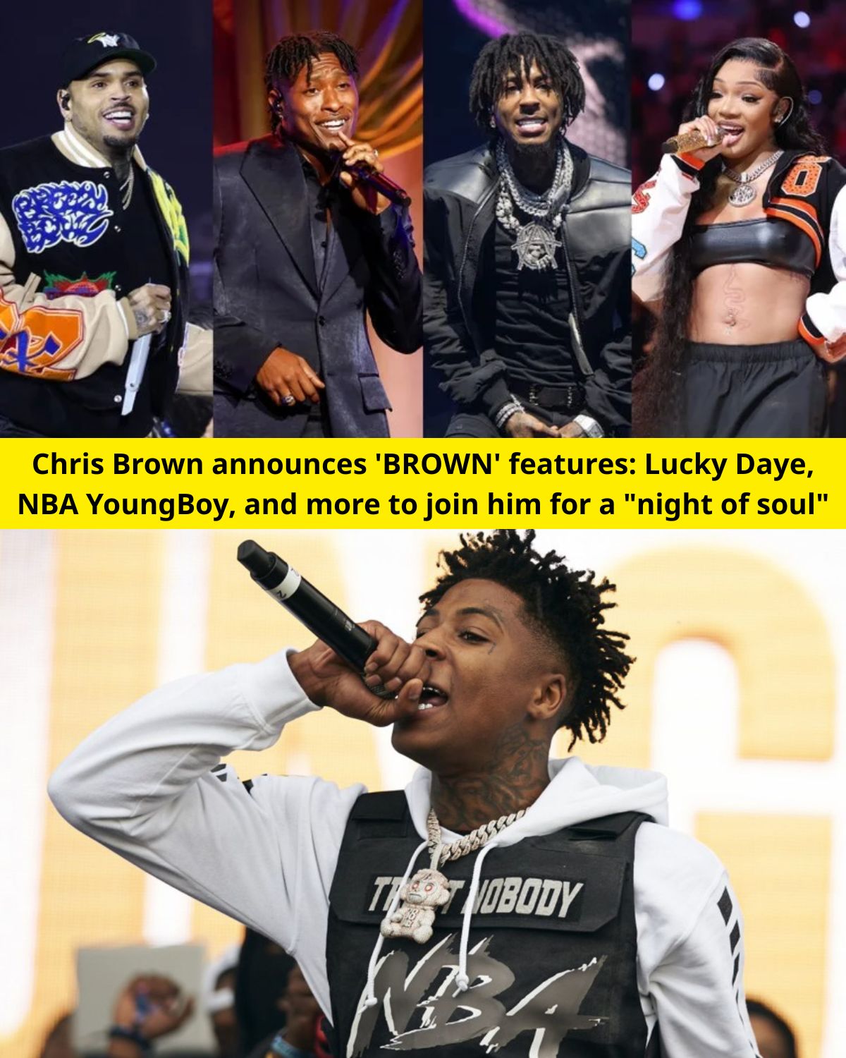 Chris Brown announces ‘BROWN’ features: Lucky Daye, NBA YoungBoy, and more to join him for a “night of soul”