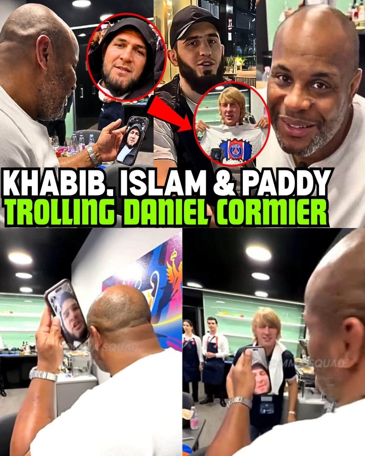 Absolute scenes at the Champions League final! ⚽ UFC legends Khabib Nurmagomedov and Islam Makhachev completely hijacked the PSG vs Arsenal afterparty, turning it into a merciless, hilarious execution of a devastated Daniel Cormier!