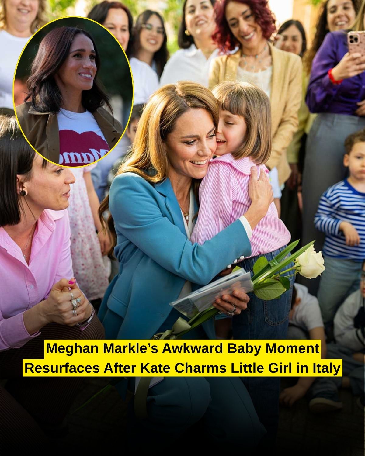 Meghan Markle’s Awkward Baby Moment Resurfaces After Kate Charms Little Girl in Italy