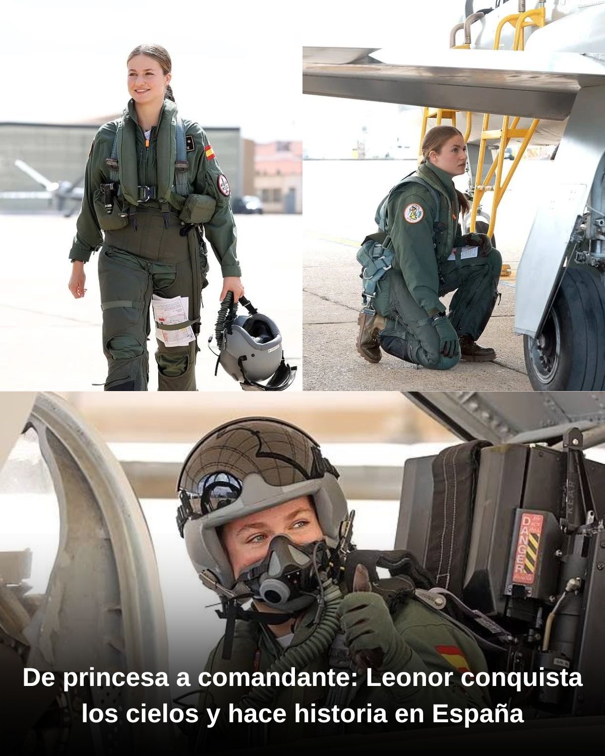 En contraste con su habitual imagen elegante, la princesa Leonor impresionรณ a todos al pilotar un aviรณn de combate F-5, lo que supuso un paso significativo en su formaciรณn militar.