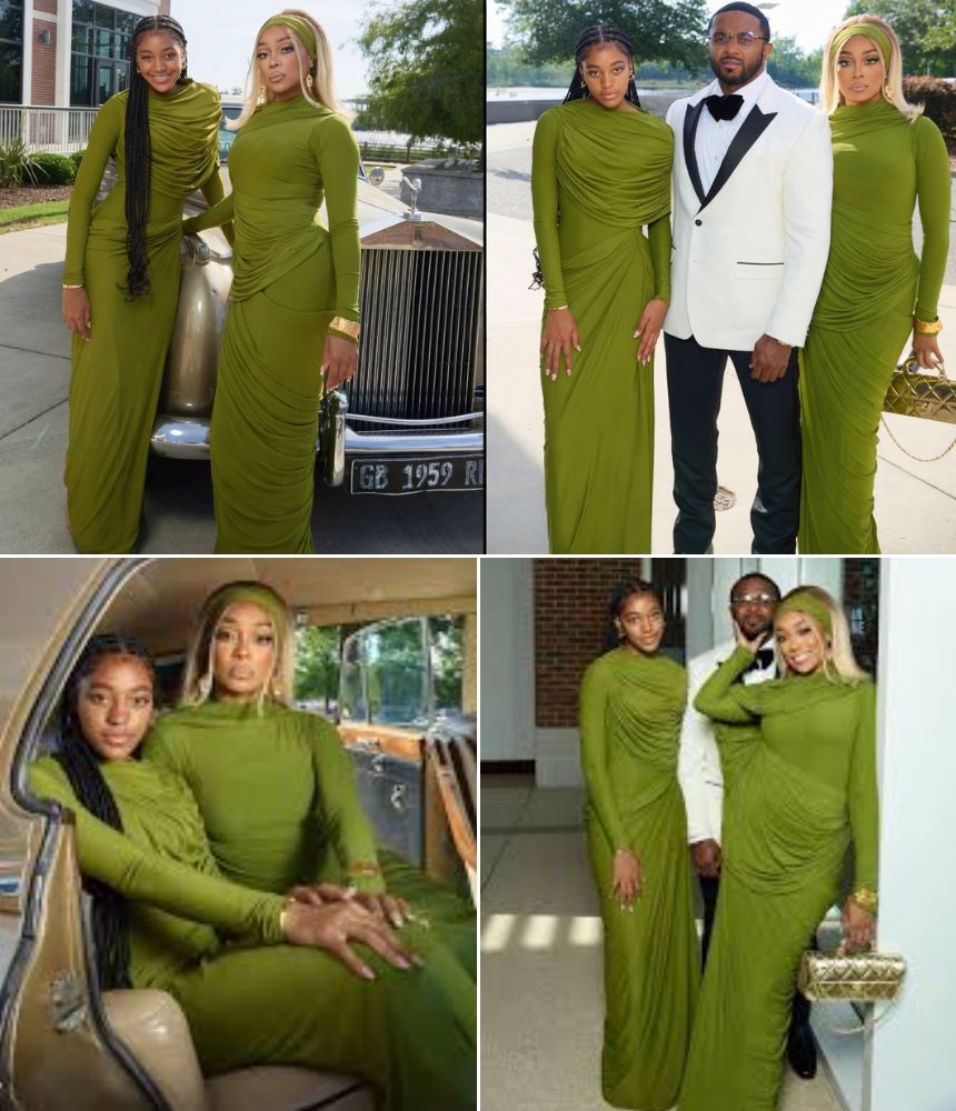 Monica and her daughter Laiyah look fabulous in their matching outfits! 💚