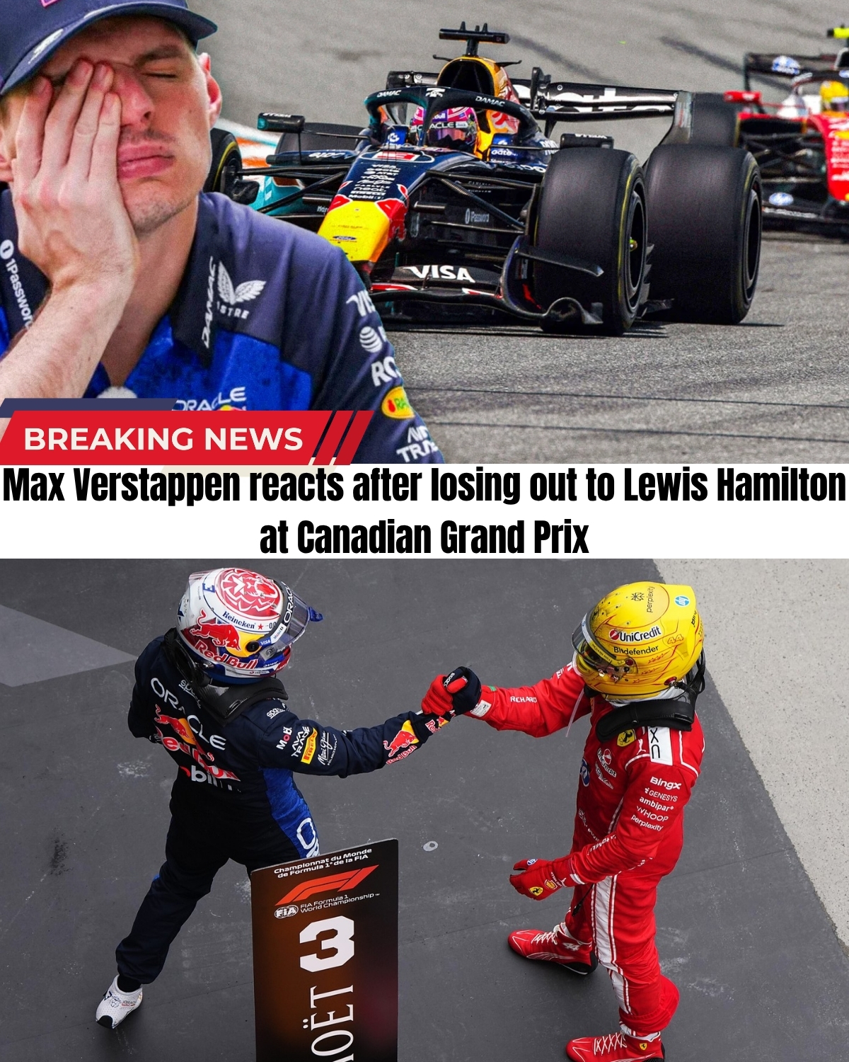 The ultimate rivalry is BACK! 🇨🇦 In a shocking Canadian GP twist, Lewis Hamilton executed a breathtaking lap 62 overtake on Max Verstappen to snatch 2nd place!