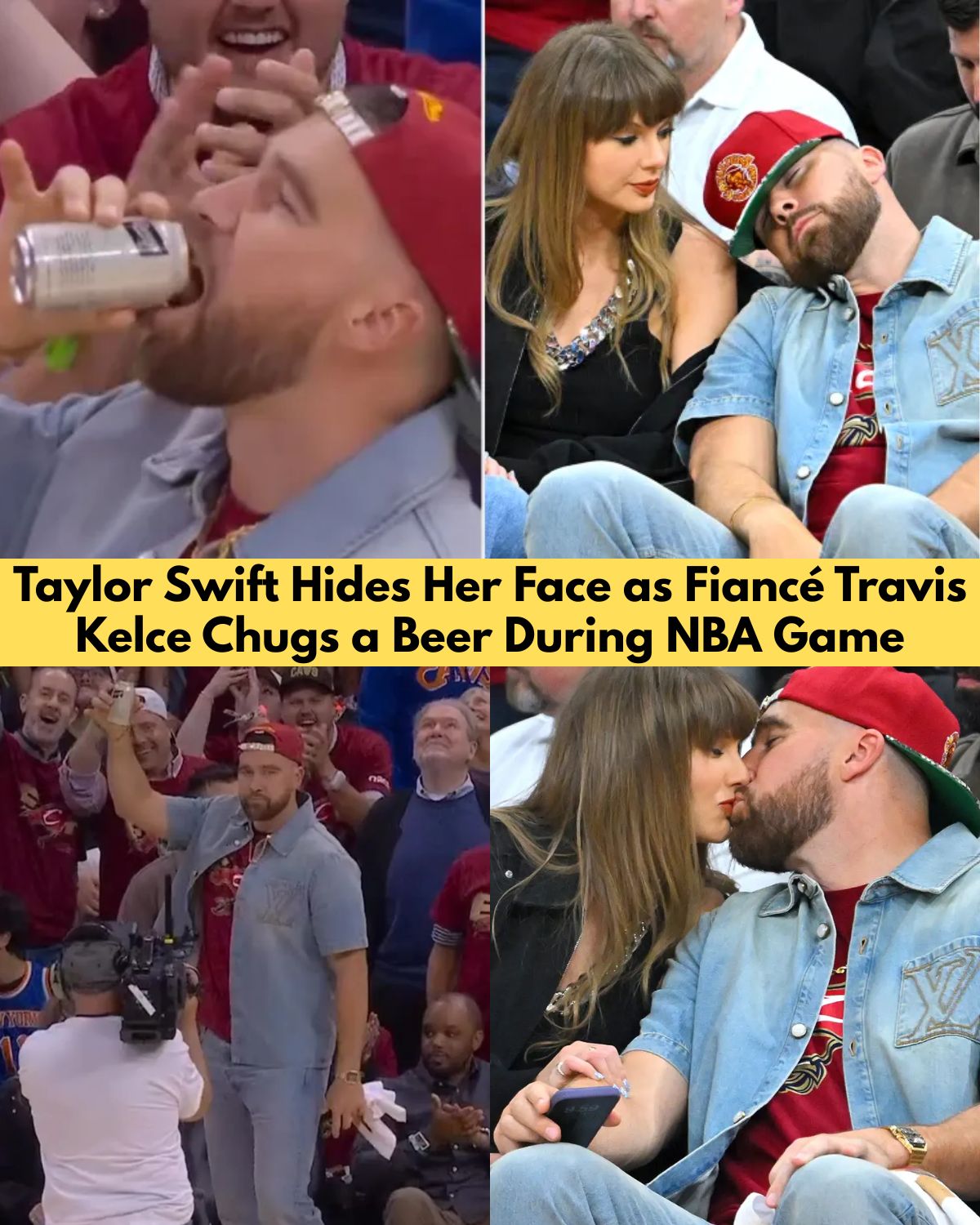 Taylor Swift Tried to Hide Her Face After Travis Kelce Went Full “Frat Boy” Courtside — and the Internet Is Losing It
