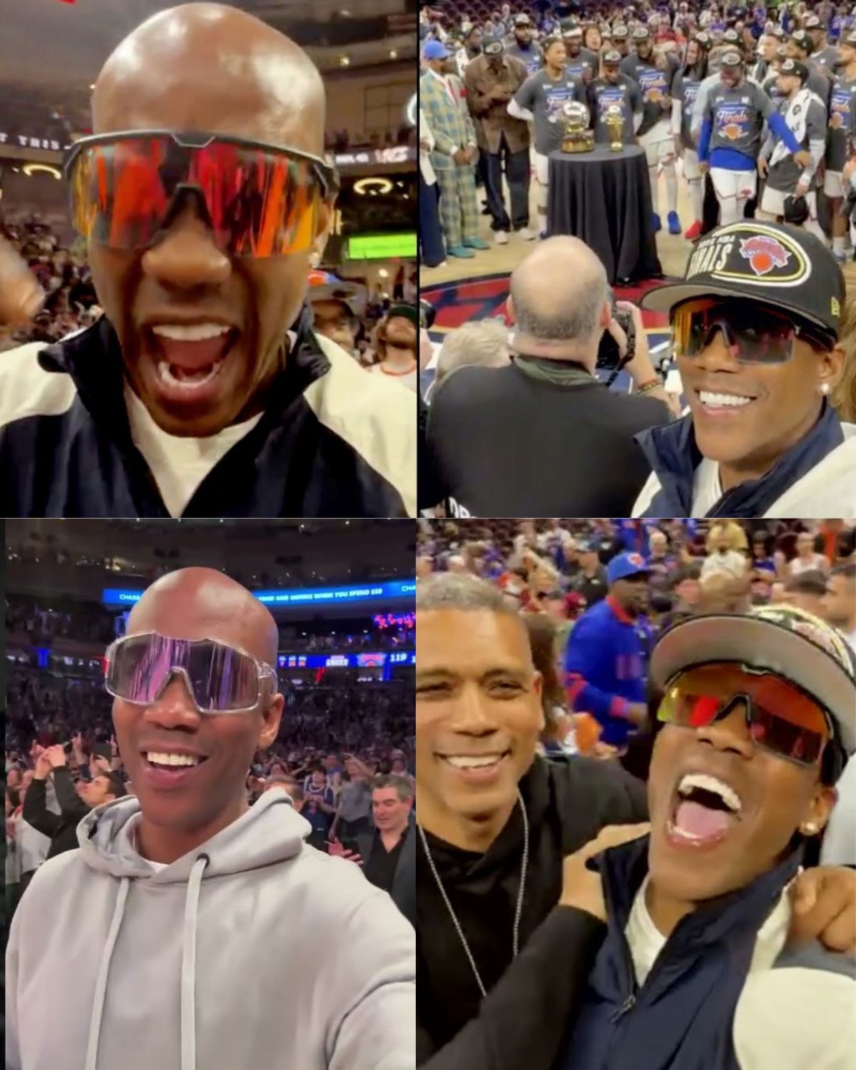 Stephon Marbury Is Turnt Up On The Floor After The Knicks Sweep The CAVS