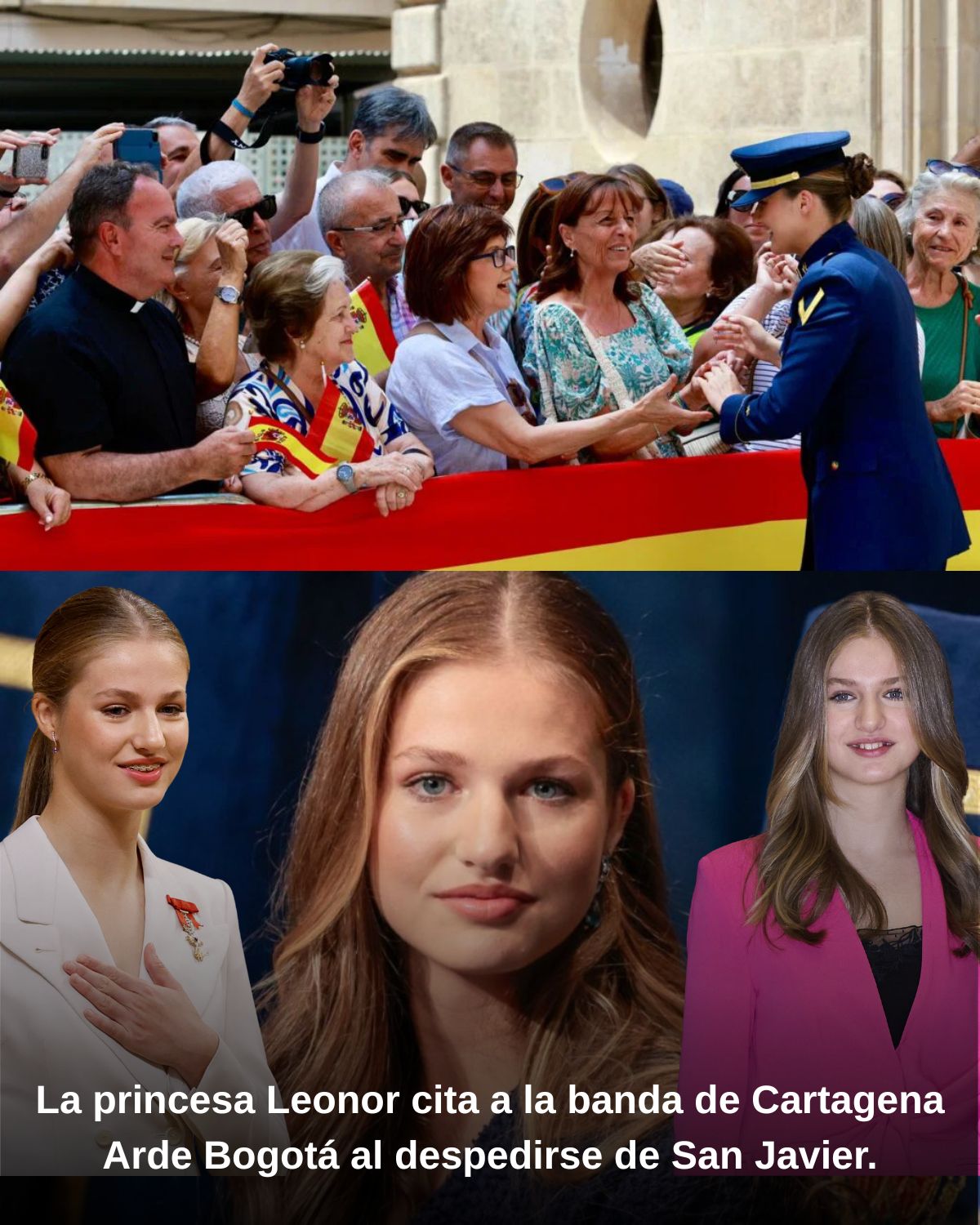 La princesa Leonor cita a la banda de Cartagena Arde Bogotá al despedirse de San Javier.