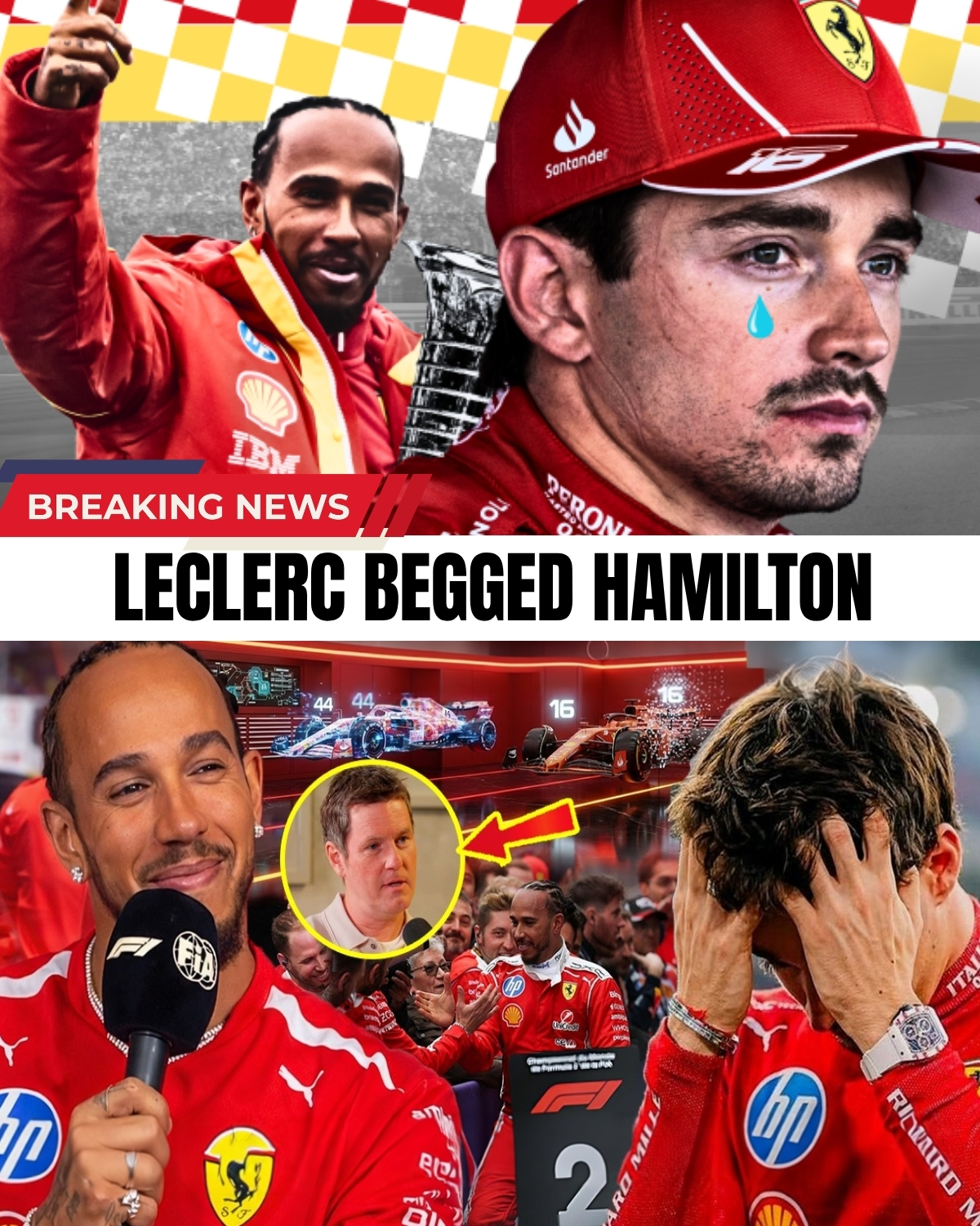 Absolute psychological slaughter at the press conference! 🛑 Following an audacious claim by Charles Leclerc about Ferrari’s ultimate title comeback, a ruthless Lewis Hamilton completely snapped, delivering a biting, ice-cold reality check that left the entire paddock in stunned silence…