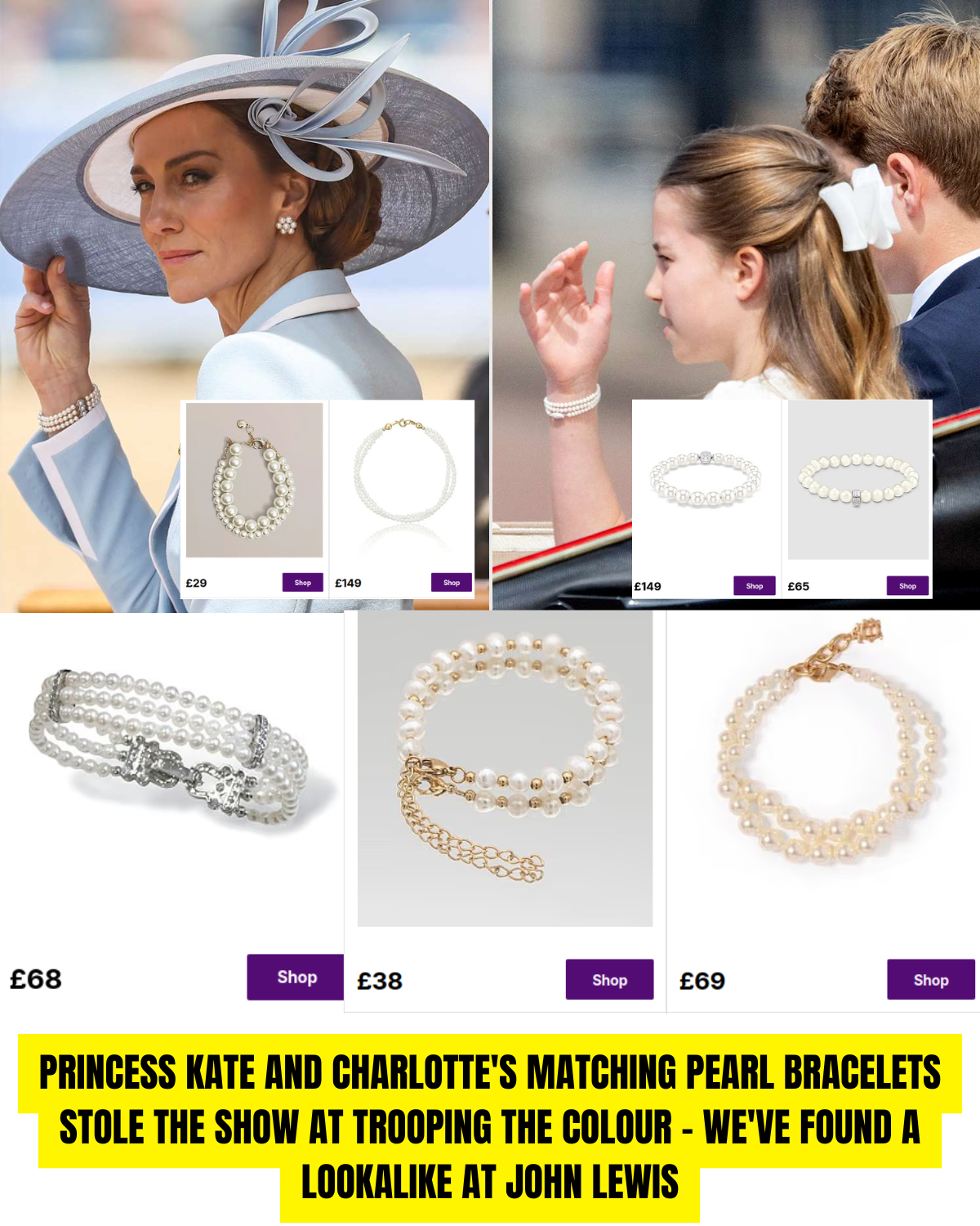 Princess Kate and Charlotte's matching pearl bracelets stole the show at Trooping the Colour - we've found a lookalike at John Lewis