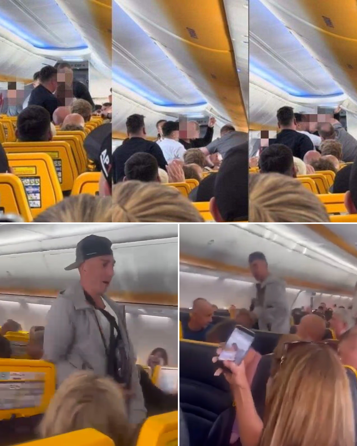 Moment Brit taunts Ryanair passengers when flight to Spanish holiday island is forced to divert to Portugal after chaos on board